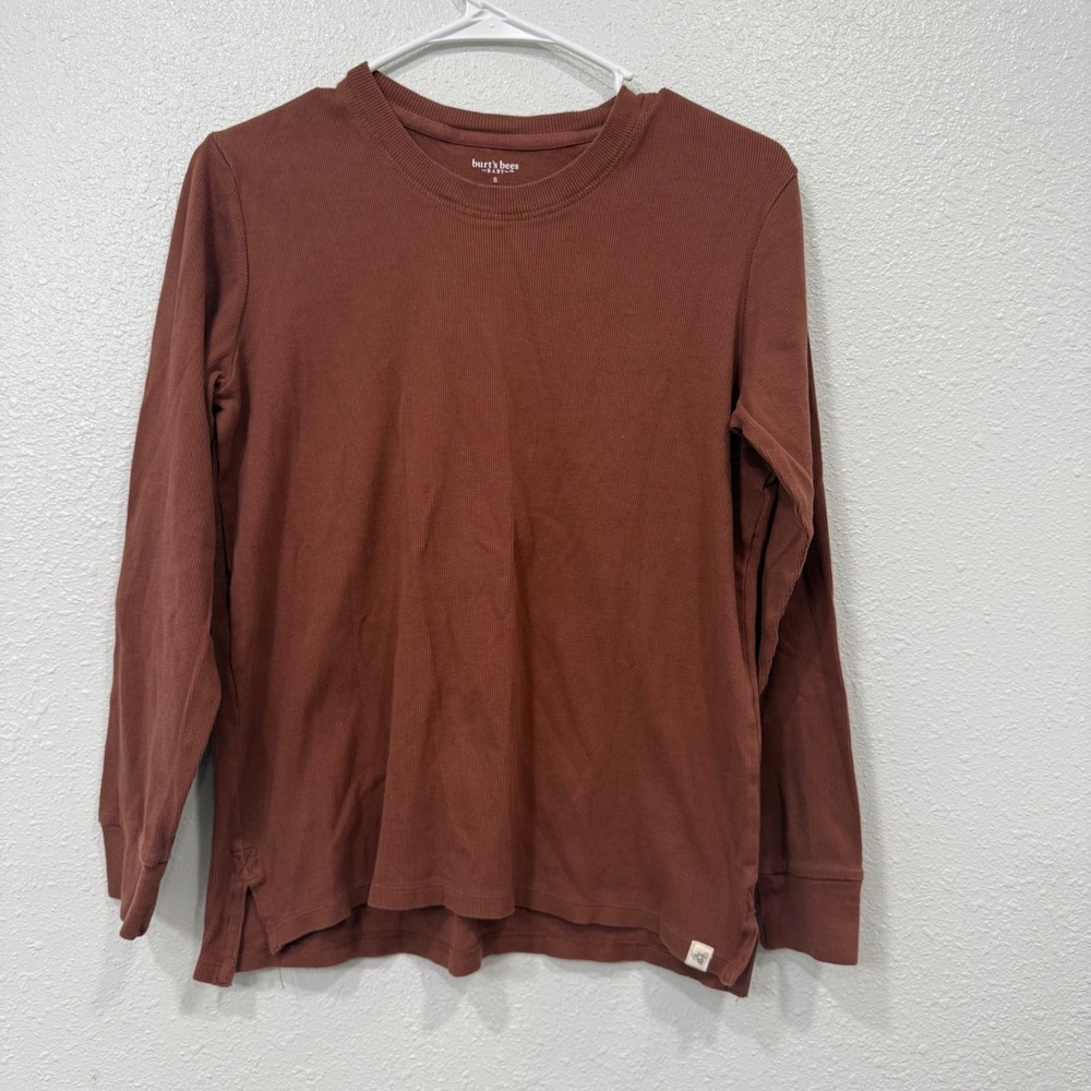 Burts Bees Baby Ribbed Long Sleeve Tee Rust Brown‎ Earth Tone Organic Cotton S